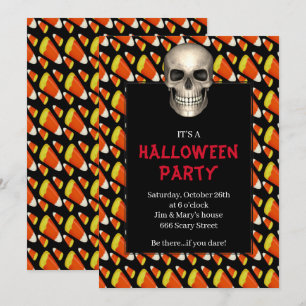 Invitation Fête d'Halloween Bonbons en forme de Crâne Gothiqu