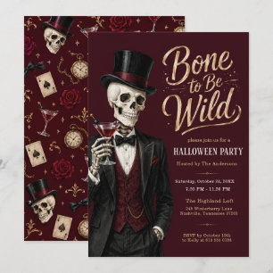 Invitation Fête d'Halloween Bone to Be Wild
