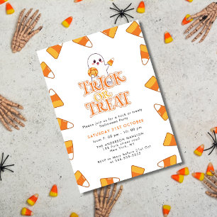 Invitation Fête d'Halloween Candy Corn Mignonne pour la tourn