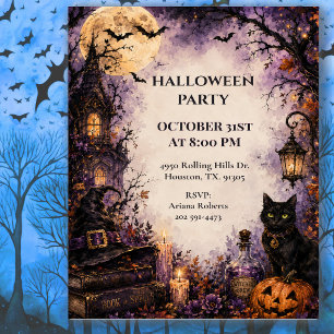 Invitation Fête d'Halloween Chat Fantôme 