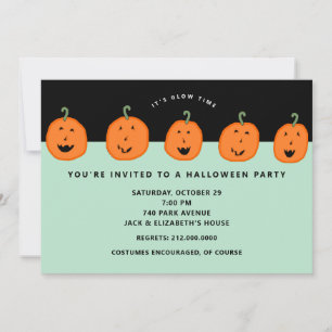 Invitation Fête d'Halloween Citrouille Mignonne
