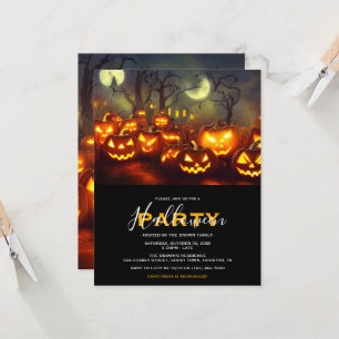 Invitation Fête d'Halloween citrouilles et lunes