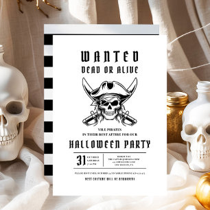 Invitation Fête d'Halloween crâne de pirate