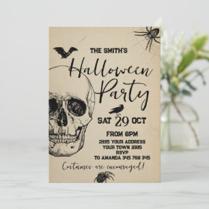 Invitation Fête d'Halloween crâne Effrayant