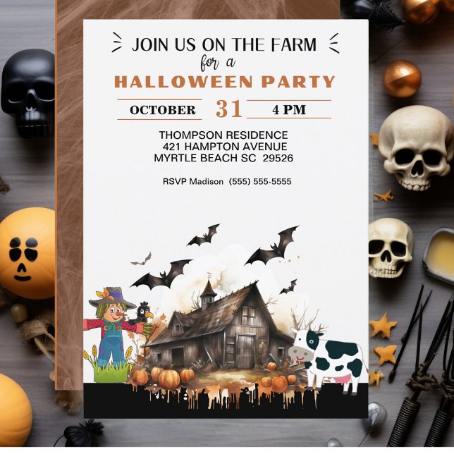 Invitation Fête d'Halloween dans le pays agricole (Créateur téléchargé)