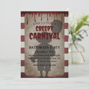 Invitation Fête d'Halloween de Carnaval Effrayant avec Clown
