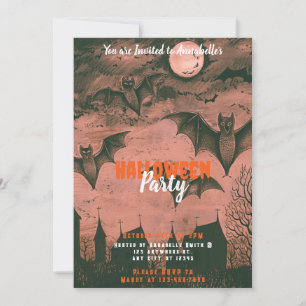 Invitation Fête d'Halloween de chauves-souris effrayantes et