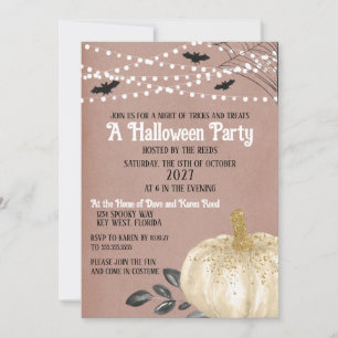 Invitation Fête d'Halloween de citrouille blanche