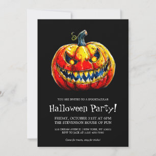 Invitation Fête d'Halloween de citrouille souriante Spooktacu