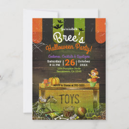 Invitation Fête d'Halloween de jouets antiques hantés fantais