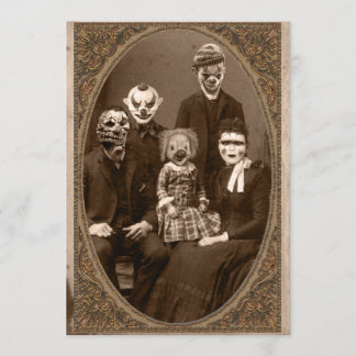 Invitation Fête d'Halloween de la famille des clowns Déplaisa