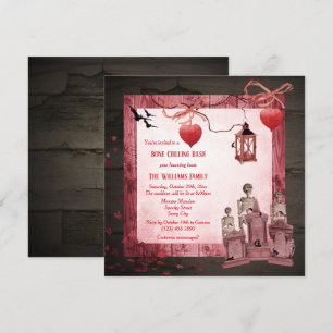 Invitation Fête d'Halloween de la famille squelette