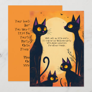 Invitation Fête d'Halloween des Grands Chats Noirs