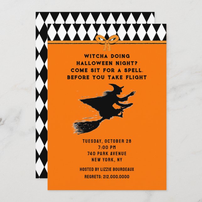 Invitation Fête d'Halloween drôle (Devant / Derrière)