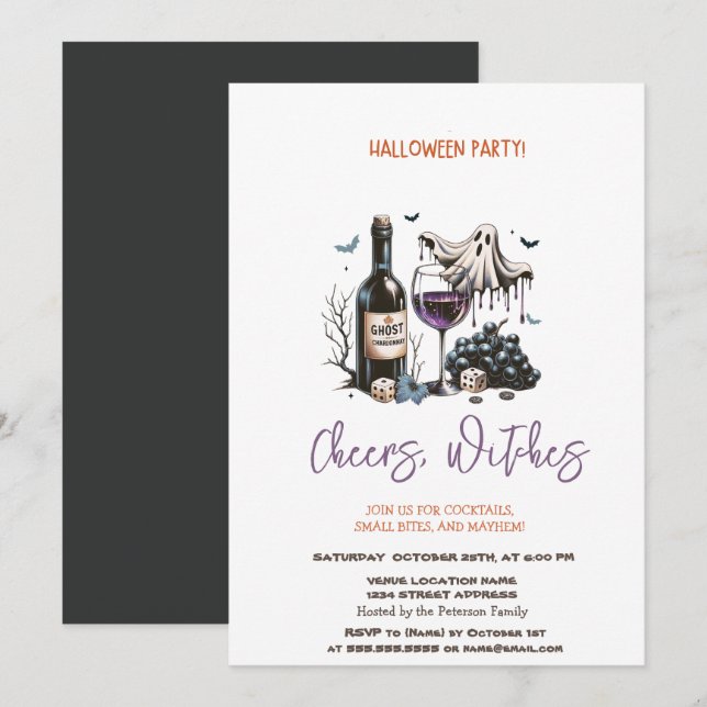 Invitation Fête d'Halloween du Ghost Wine (Devant / Derrière)
