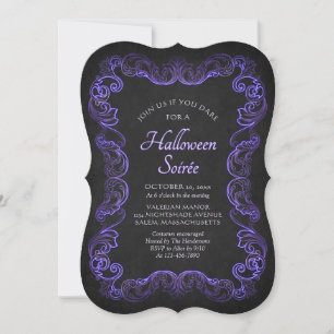 Invitation Fête d'Halloween élégante et gothique violette