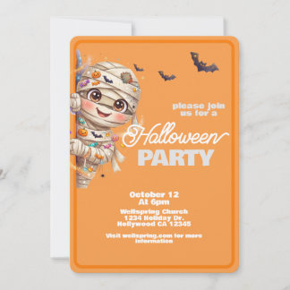 Invitation Fête d'Halloween en famille Mummy Mignonne