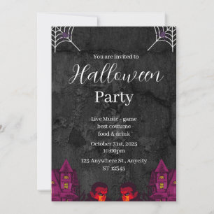 Invitation Fête d'Halloween en noir jaune