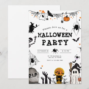 Invitation Fête d'Halloween Enfants Nuit Épouvantable Costume