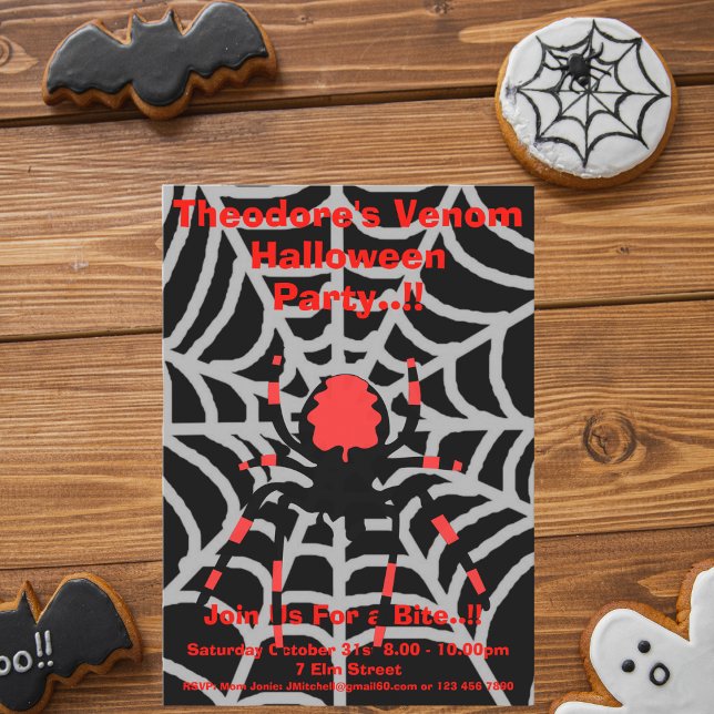 Invitation Fête d'Halloween Enfants Venom (Venom Halloween Party Invite)
