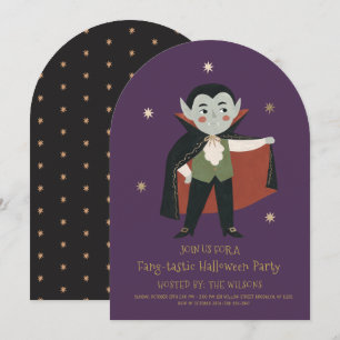 Invitation Fête d'Halloween Fang-tastique de Vampire Mignon