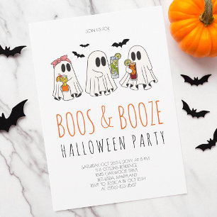 Invitation Fête d'Halloween Fantôme Adulte Amusante et Boisso