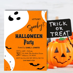 Invitation Fête d'Halloween Fantôme, devenons effrayants, Cha