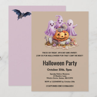 Invitation Fête d'Halloween fantôme mignon Anniversaire enfan