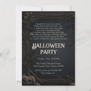 Invitation Fête d'Halloween gothique Arbres sculptés foncés e
