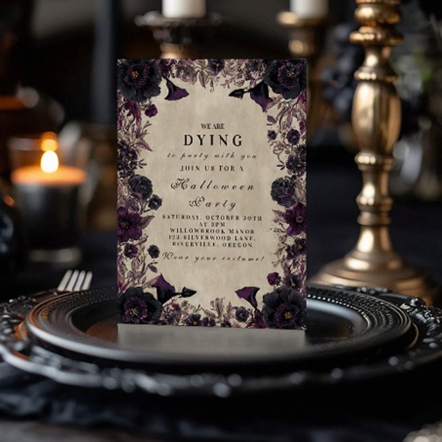 Invitation Fête d'Halloween gothique en violet (Créateur téléchargé)