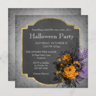 Invitation Fête d'Halloween gothique Floral