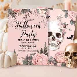 Invitation Fête d'Halloween gothique rose