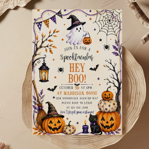 Invitation Fête d'Halloween Hey Boo