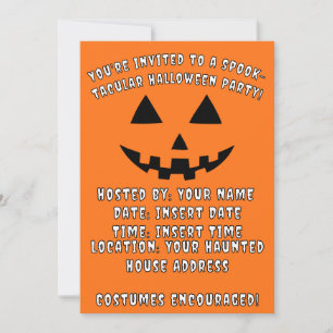 Invitation Fête d'Halloween Jack-o'-lanterne personnalisée