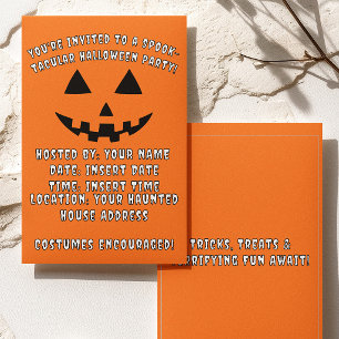Invitation Fête d'Halloween Jack-o'-lanterne personnalisée