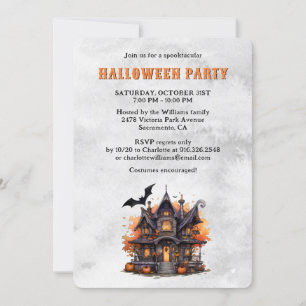 Invitation Fête d'Halloween Maison hantée Fantôme Jack O'Lant