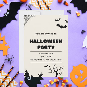 Invitation Fête d'Halloween moderne beige