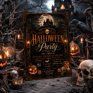 Invitation Fête d'Halloween Moderne Maison Hantée Gothique Ép