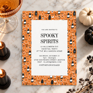 Invitation Fête d'Halloween moderne pour adultes avec cocktai