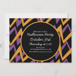 Invitation Fête d'Halloween motif géométrique en zigzag