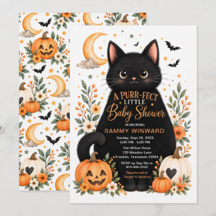 Invitation Fête d'Halloween parfaite pour un petit chaton Bab