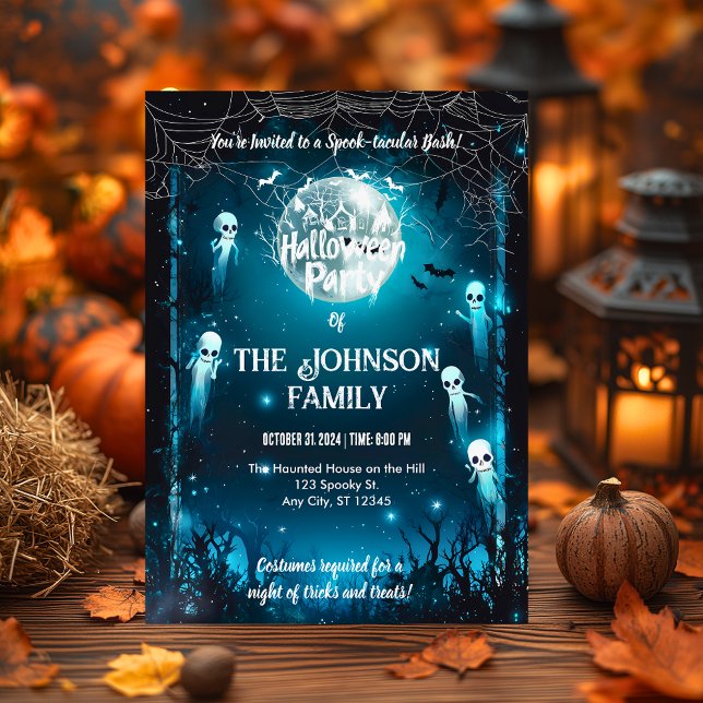 Invitation Fête d'Halloween personnalisée avec Fantômes et Es (Créateur téléchargé)