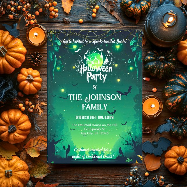 Invitation Fête d'Halloween personnalisée avec Lanternes et c (Créateur téléchargé)