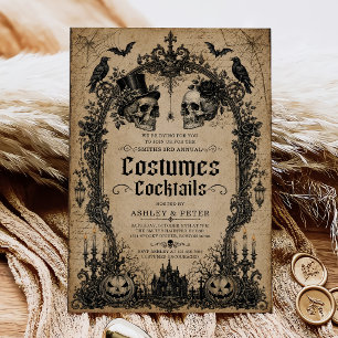 Invitation Fête d'Halloween pour adultes : Costumes et Cockta
