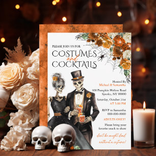 Invitation Fête d'Halloween pour adultes : Costumes et Cockta