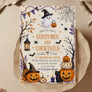 Invitation Fête d'Halloween pour adultes Costumes et Cocktail