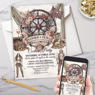 Invitation Fête d'Halloween pour adultes élégante et vintage