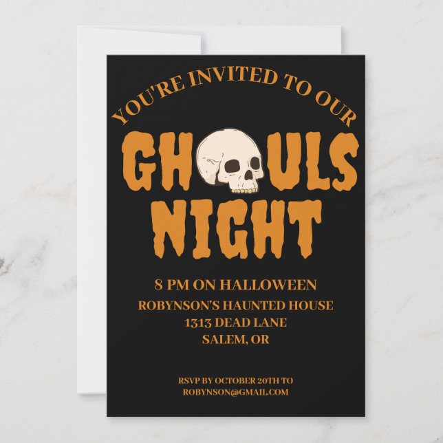 Invitation Fête d'Halloween pour adultes Noir et orange (Devant)
