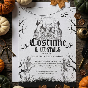 Invitation Fête d'Halloween pour adultes squelette gothique v