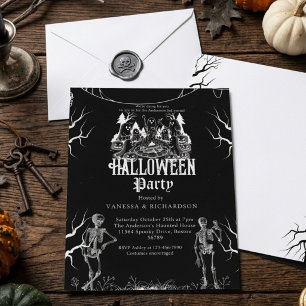 Invitation Fête d'Halloween pour adultes squelette gothique v